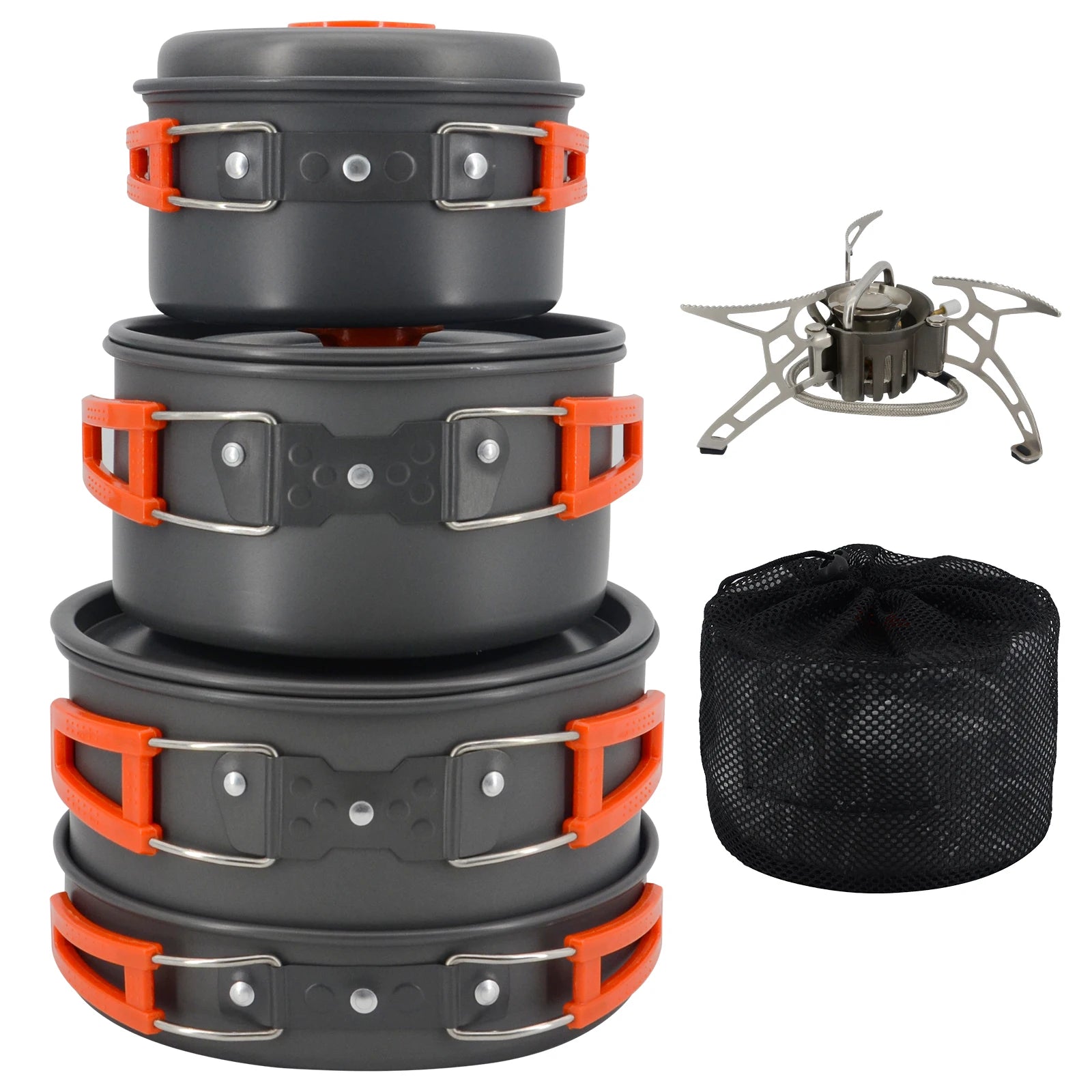 Induction Compatible Outdoor Cookware Set with Non-Stick Glass for Easy Backpacking Picnic & Camping