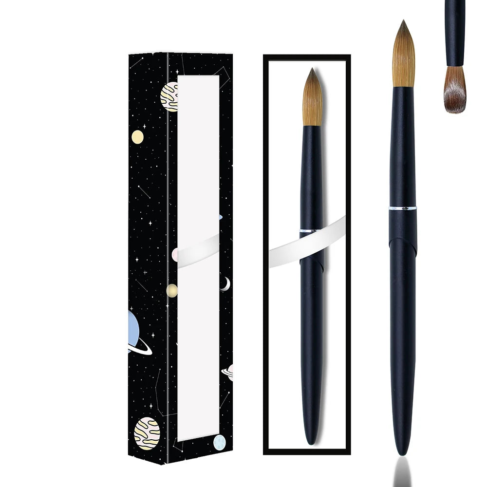 Hot Sale Custom Matt  Black Metal Handle 100% Kolinsky Hair Acrylic Nail Brush Nail Art Brushes Hot Sale Acrylic Nails Brush