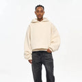 Yingling Men Boxy Fit Hoodie With Big Hood Dropped Shoulder Cropped Oversized Baggy Hoodies With No String Heavy Weight Hoodie