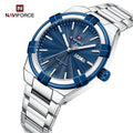 NAVIFORCE 9218 SBE Blue Big Dial OEM Custom Logo Luxury Wrist Watches for Men Stainless Steel Band Fashion Male Men Bracelet