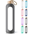 Motivational 1000ml Borosilicate Glass Water Bottle Silicone Sleeve Bamboo Lid Leak-Proof Time Marker Reminder Adults' Gym 32oz