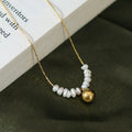 Delicate Gold Plated Natural Pearl Smooth Ball Pendant Necklace No Fade Stainless Steel Freshwater Pearl Beads Necklace