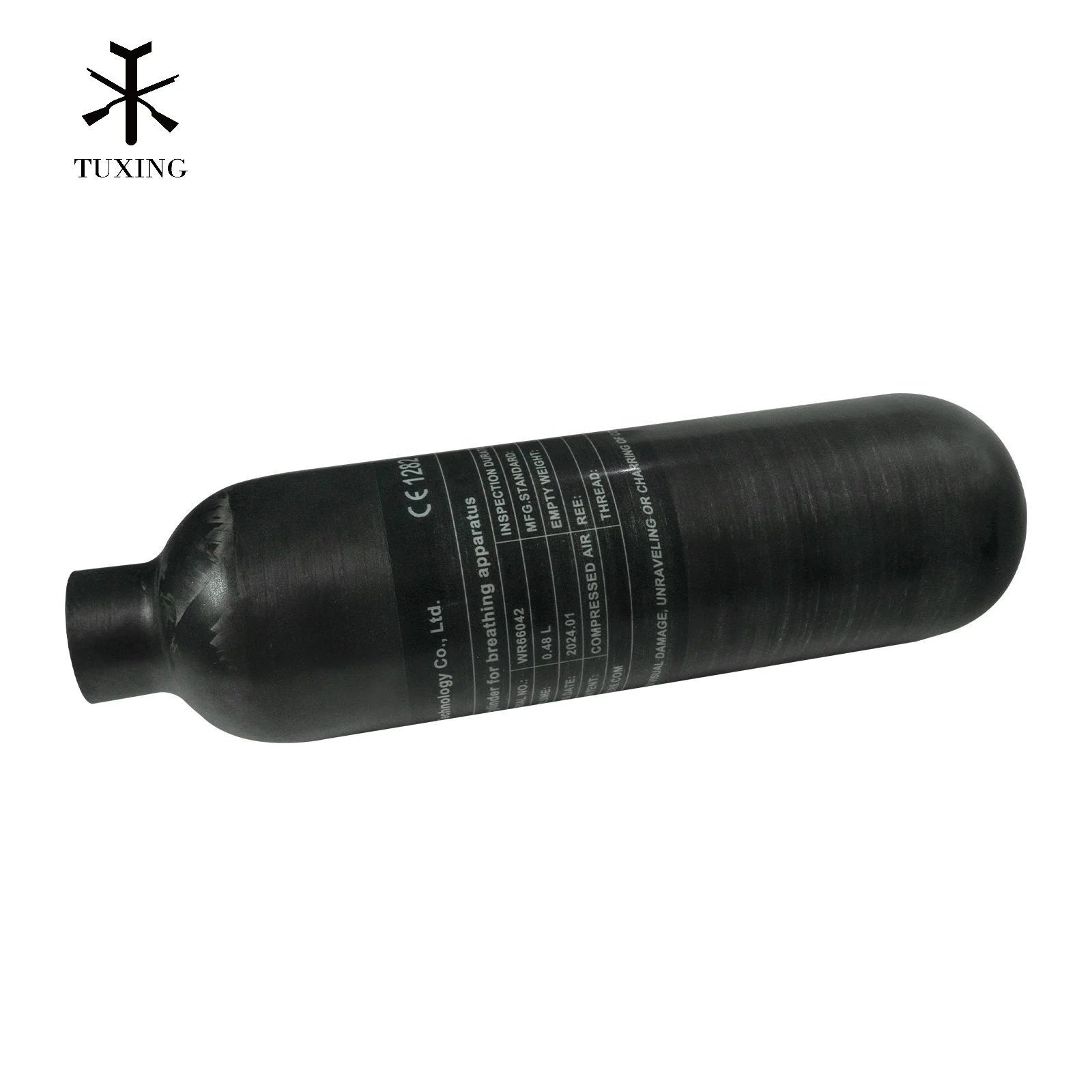 TUXING New Style Wholesale High Pressure 0.48L 4500psi/300bar/30mpa Hunting PCP Paintball Hpa Carbon Fiber Gas Cylinder Air Tank