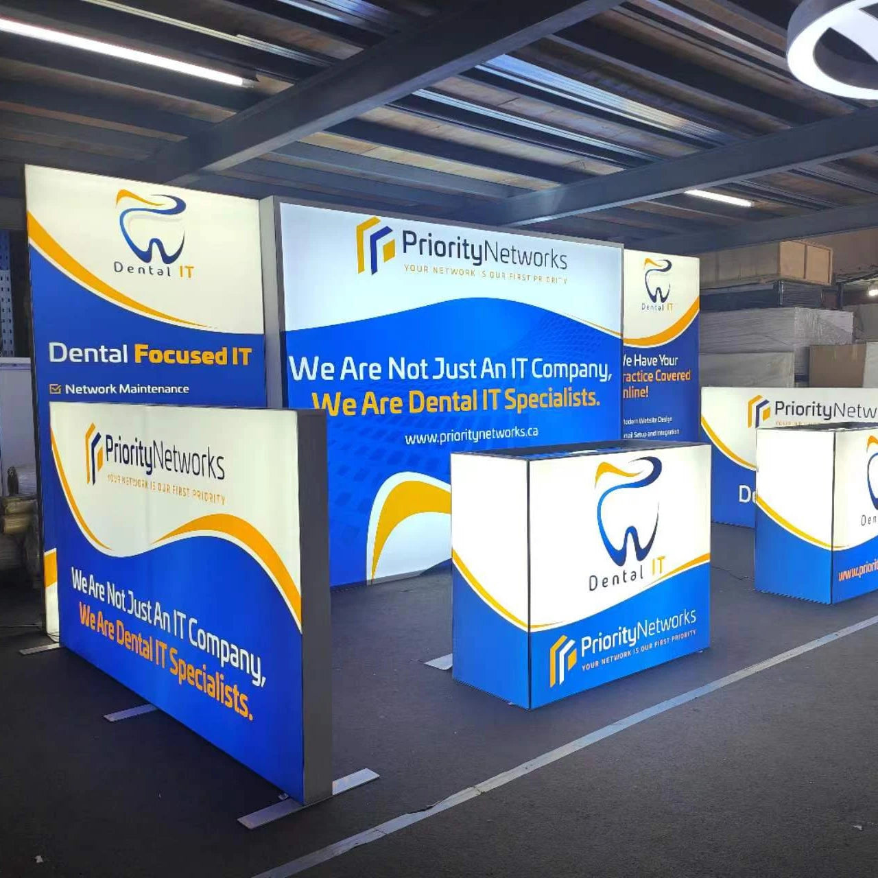 20x10 ft SEG System with TV Bracket Include and Led Backlit or Non Led Print Include Customized Trade Show Booth