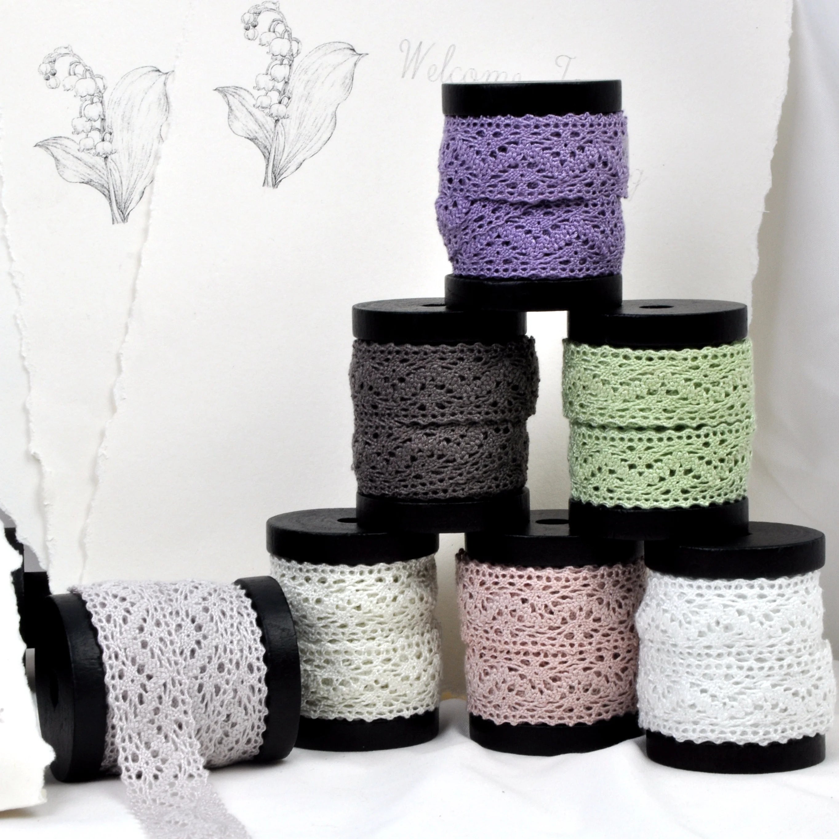 High Quality Green Woven Edge Lace Ribbon 100% Polyester Single Face Grosgrain for Christmas Gifts