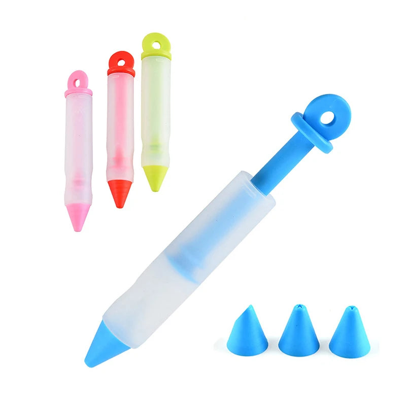 Decorating Pen Silicone Fudge Cake Pen DIY Pastry Cookie Chocolate Cream Syringe Pen for Cake Pastry