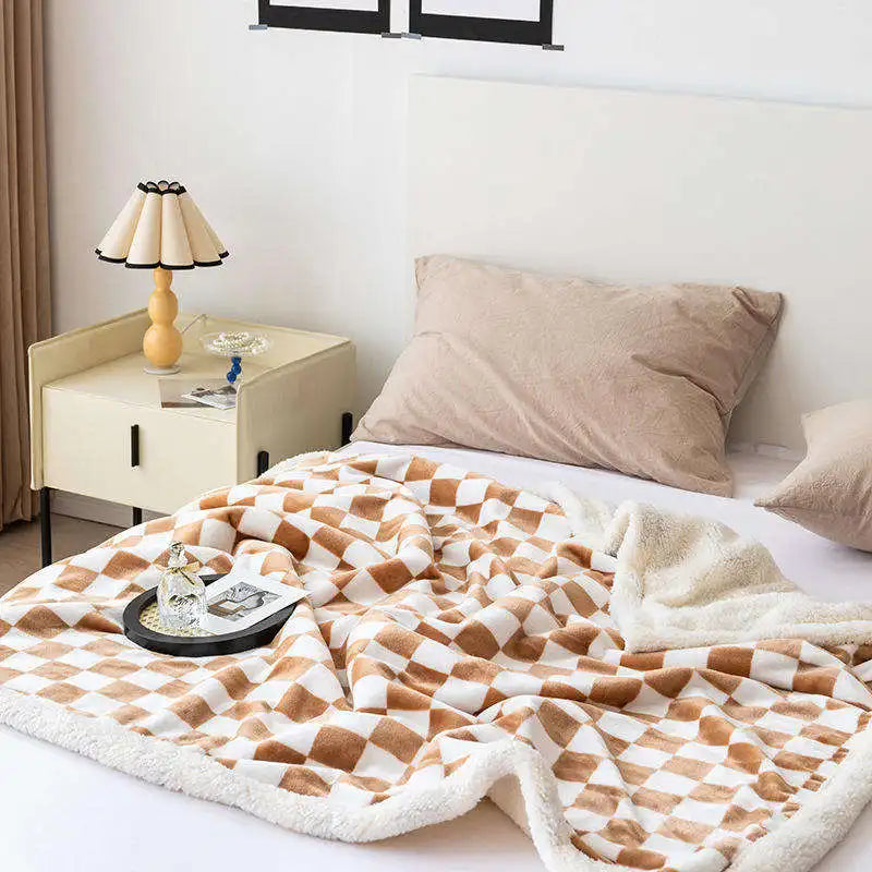 Accept Custom Sofa Queen Size Winter Solid Color Throw Blanket Plaids Fluffy Warm Blanket