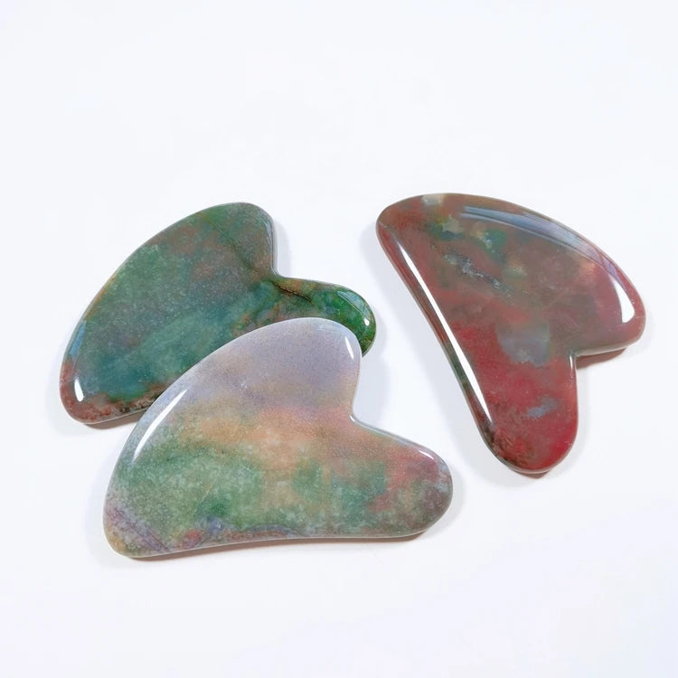 Huiying Top Wholesale Scrapping Heart Shape Facial Gua Sha Tool Indian Agate Face