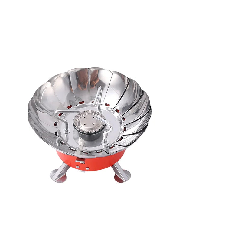 Portable Mini Butane Gas Stove for Outdoor Camping Lightweight Windproof Metallic Folding Stove for Travel Use