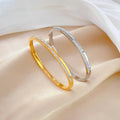 MARONEW Designer CZ Fashion Jewelry 18k Gold Plated Stainless Steel Women Zircon Bangle Bracelet
