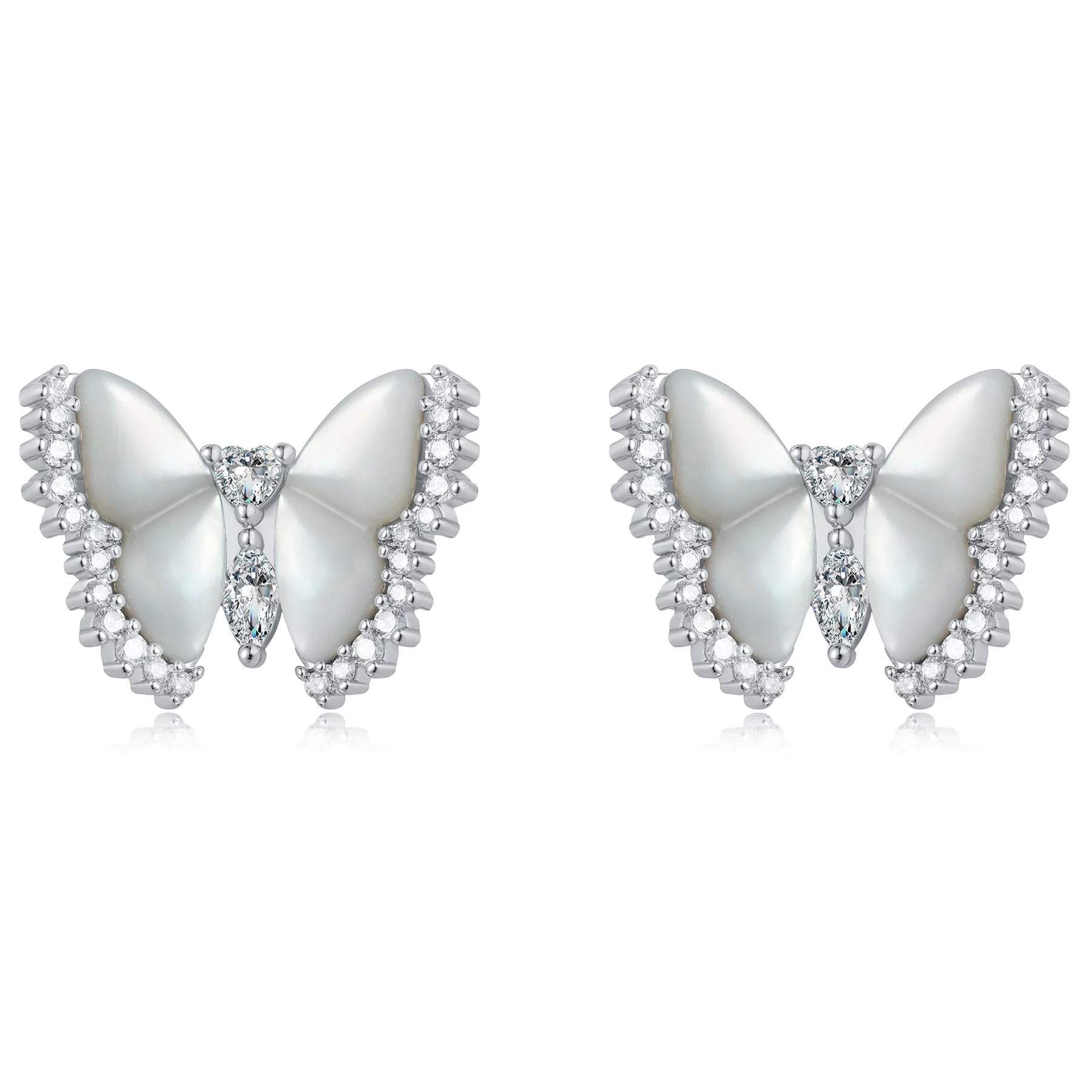 2024 New Light Luxury Natural White Mother-Of-Pearl Zirconia Butterfly Earrings for Women Jewelry Gifts Customized