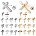 Classic 20G Stainless Steel Punk Cross Stud Earrings for Women Men Girls Labret Crystal CZ Helix Tragus Cartilage Ear Studs