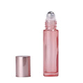 Empty Round Thick Pink  10ml Perfume Oil Bottle Mini Rose Gold Roller Glass Bottle