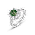 Fashion Jewelry Snowflake Round Moss Agate 925 Sterling Silver Cubic Zircon Ring for Women