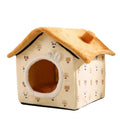Cute Cat House Plush Kennel Breathable Removable and Washable Semi-enclosed Warm Dog Cat Bed