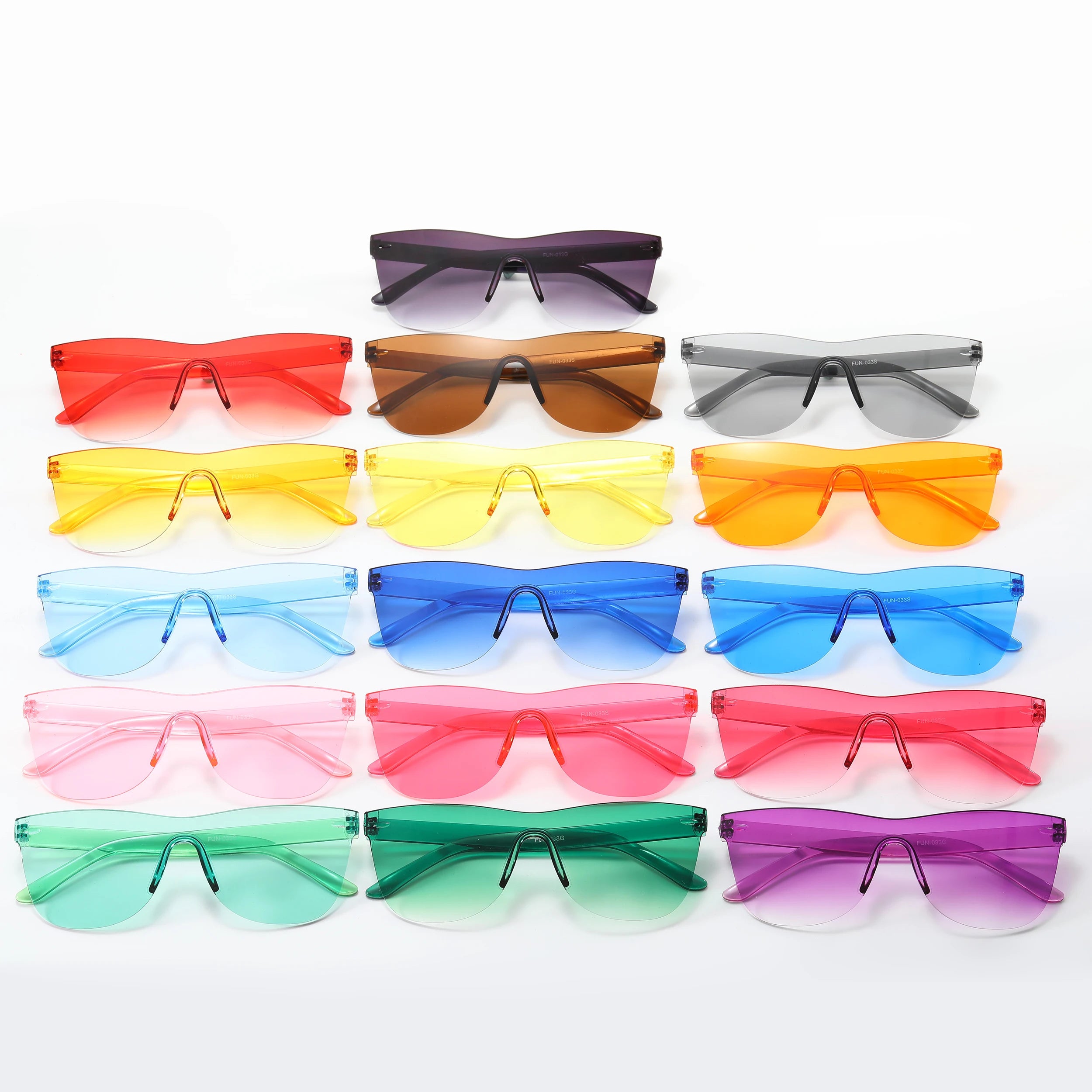16 Colors Cheap Sunglasses Fashionable  Candy Color Shades One Piece Rimless Sunglasses