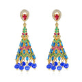 LUOTEEMI Fashionable Blue Luster CZ and Blue Bead Earring  of Indian Style Jewelry for Beautiful Woman