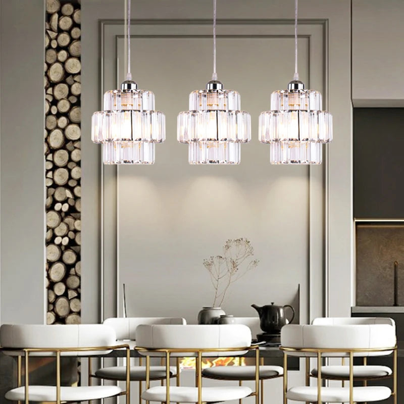 Dining Lights Chandelier Pendant Lights Round K9 Crystal Diameter 20cm 6000K Daylight AC 85-265V for Bedroom Kitchen Decoration