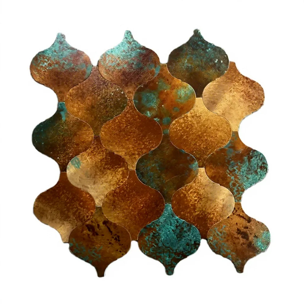 Lantern Shape Antique Copper Self Adhesive Mosaic Peel and Stick Tile for Kitchen Backsplash Dining Room Wall