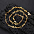 VEROMCA New Style 18K Gold Plated Stainless Steel 6mm Iced Out Clasp Twist Rope Chain Necklace  for Men