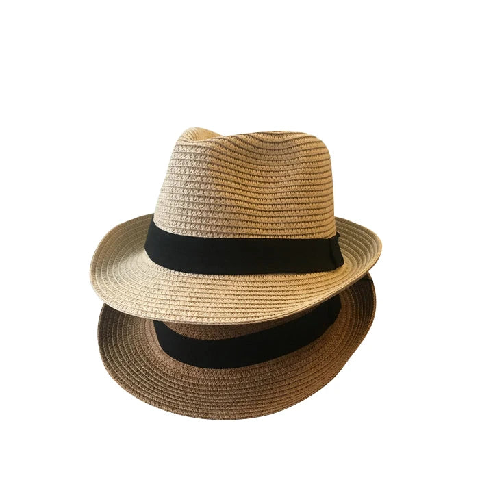 Stock Paper Straw Fedora Hat Straw Jazz Hat Summer Sun Beach Straw Hat