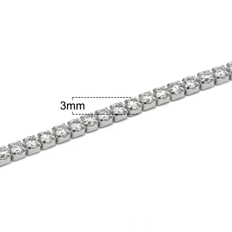 3mm Iced Tennis Chain 925 Bracelet Necklace Zircon Stone Chain Making Men Women for Pure Silver Chain 925 Sterling Cruxifuc