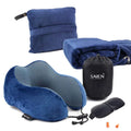 SAIEN 2-in-1 Plush Travel Set Custom Logo Color Flannel Neck U-shape Pillow with Memory Foam Eye Mask Blanket-Color Customizable