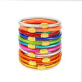 Glitter Filled Silicone Jelly Bangle for Women Waterproof Gold Powder Rubber Bracelet Set Lightweight Trendy Beach Jewelry