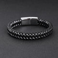 New Arrival Pulsera Leather Woven Bracelet 316 Stainless Steel Button Bracelet for Men Male