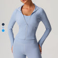 European American Women's Lightweight Tight-Fitting Long-Sleeved Yoga Top Quick-Drying Breathable Anti-Bacterial Four-Way