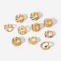 18k Gold Bean Stainless Steel Rings Girls Gift Colorful Drop Oil Adjustable Open Enamel Rings