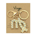 Wholesale Bag Accessories Gold Silver Plated Key Ring Crystal Horoscope 12 Zodiac Sign Keychain for Women Men