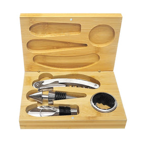 Wine Opener Set Gift Box Classic Wholesale 5 Bamboo Bamboo Box Wine Bottle Opener Gift Set Wine Bottle Opener Set