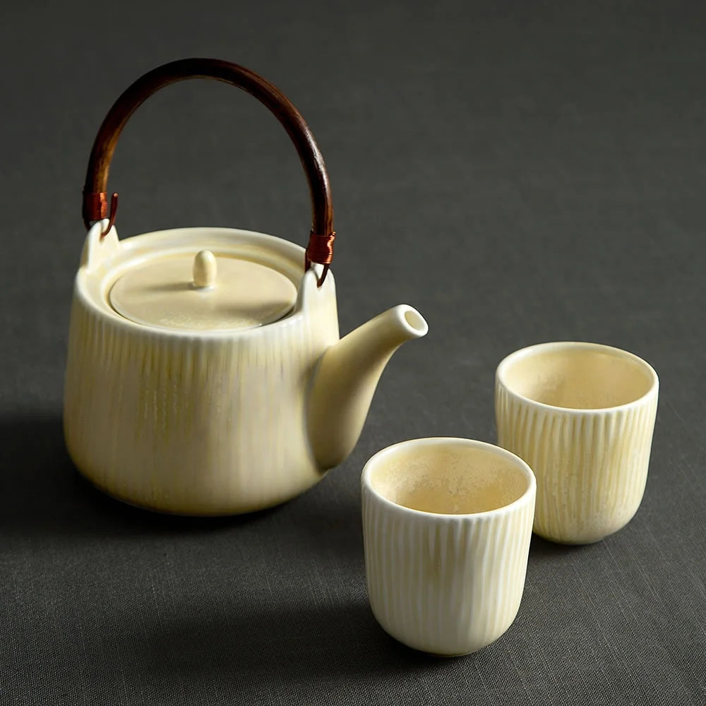 Factory Direct Wholesale Japanese Style Restaurant Unique Colorful Porcelain Tea Pot Ceramic Teapot and Cup Set