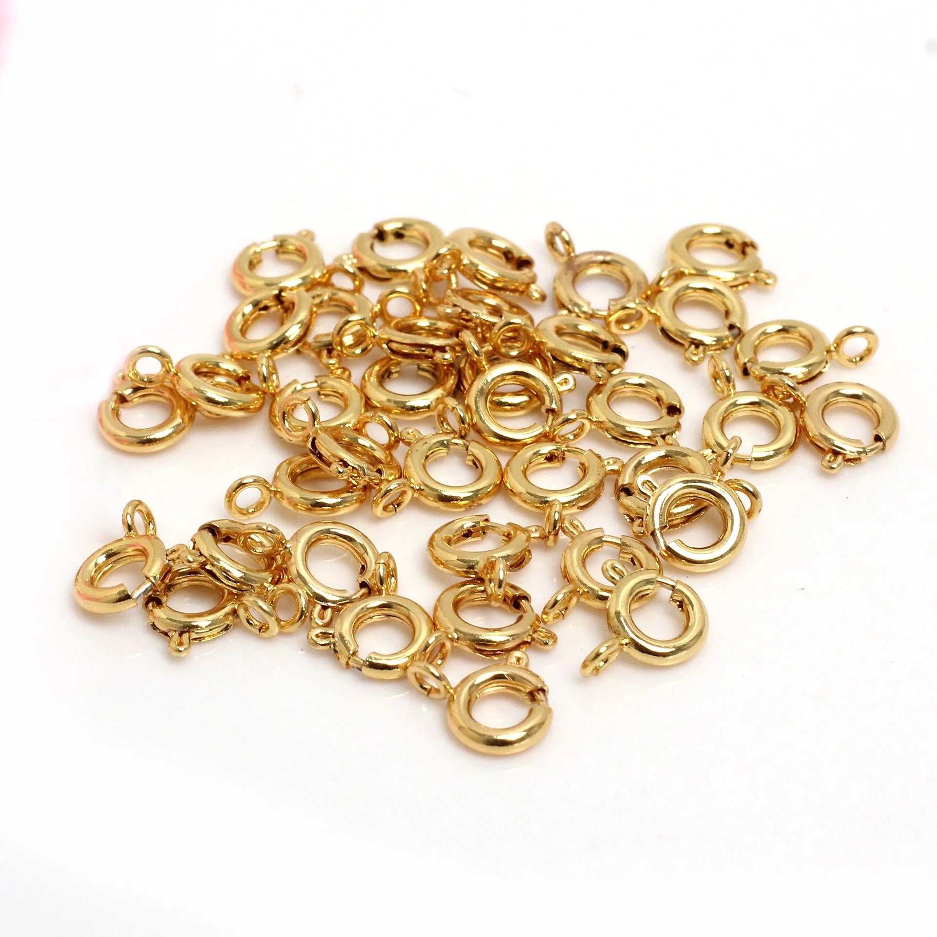 DIY Jewelry Making Components round Spring Ring Clasp in 5mm 6mm 7mm Sizes 14k & 18k Rose Gold & Silver Made of Brass
