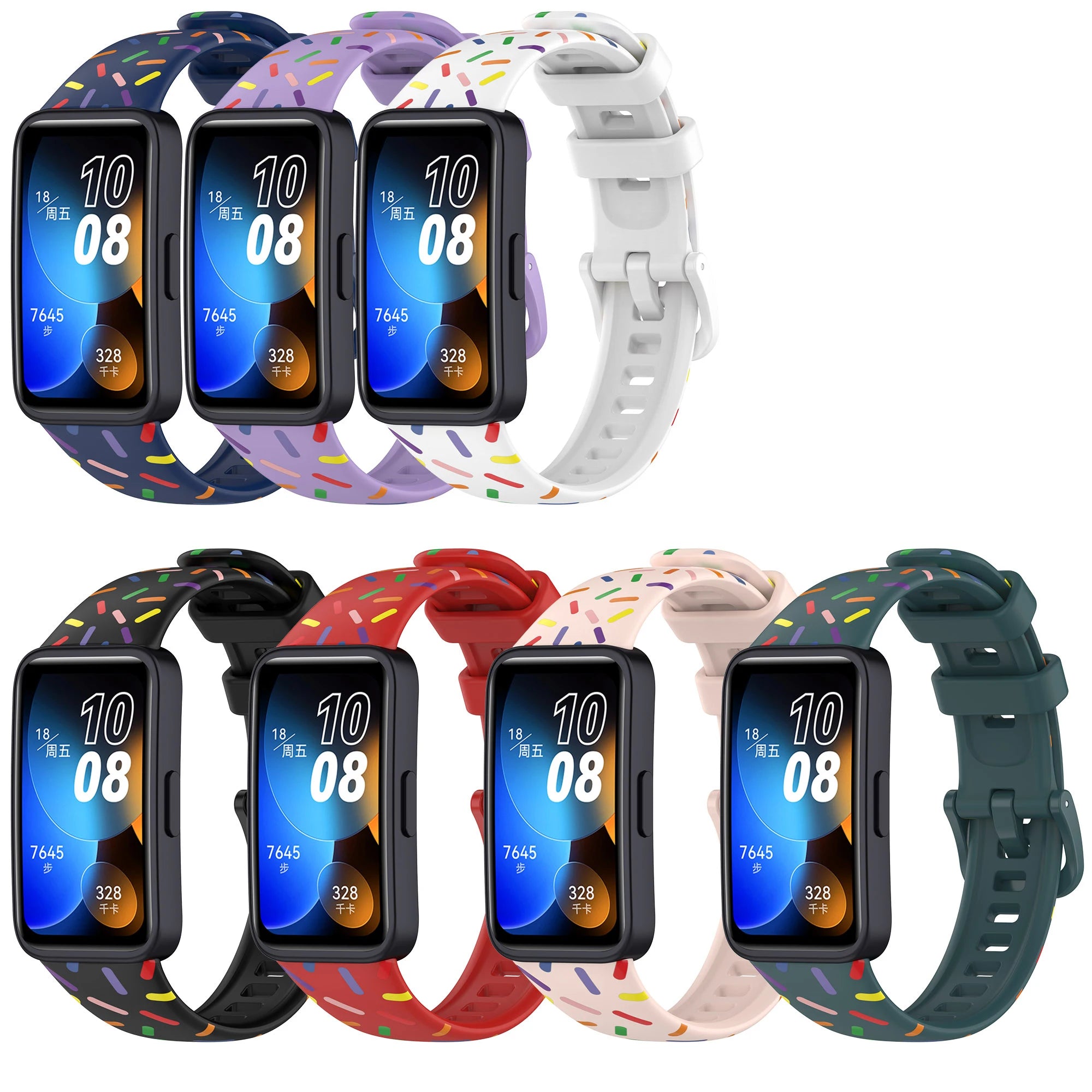 FORWELLENY New Trends Silicone TPU rainbow Sport Replacement Smart Watch Strap Correa for huawei Band 8 9 10