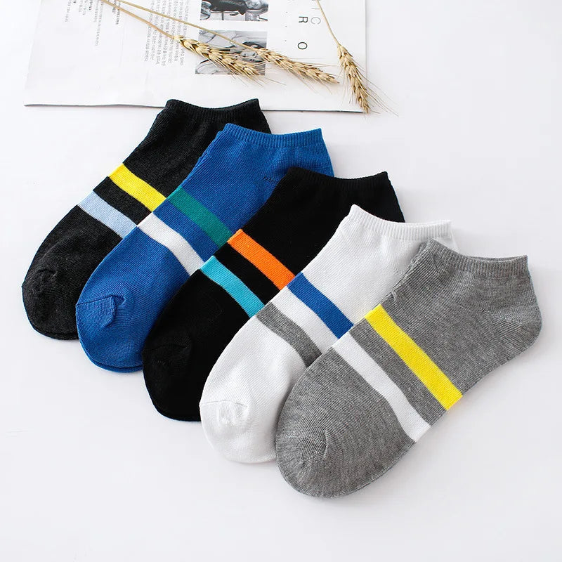 Wholesale Mens Cotton Hosiery Solid Colour Stripe Breathable Low Cut Short Ankle Socks Casual Sports Socks