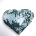 Kindfull Natural Stone Hand Carved Drusy Moss Agate Big Heart Shape Crystal Craft for Decor