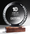 Blank Glass Wooden Trophy Plaque Awards with Wooden Basefor Graduation Gifts or Luxury Souvenir Gift