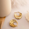 Irregular Pleated Earrings for Women 18K Gold Stainless Steel Vintage Geometric Design Exaggerated Fashion Hoop Earrings