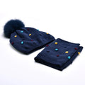 Wholesale Boys Kids Winter Knitted Beanie Hat and Scarf Set With Real Fur Pompom Warm Lining Cute Toddler Beanies With Scarfs
