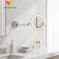Hotel Apartment Wall Brass Chrome Plated Silver Lenses Traditional Design LED Lighted Magnifying Makeup Mirror Dual Arm Extend