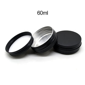 60ml 2oz Black Lip Balm Empty Eye Shadow Metal Tins Container Aluminum Cream Cosmetic Jar with Lid
