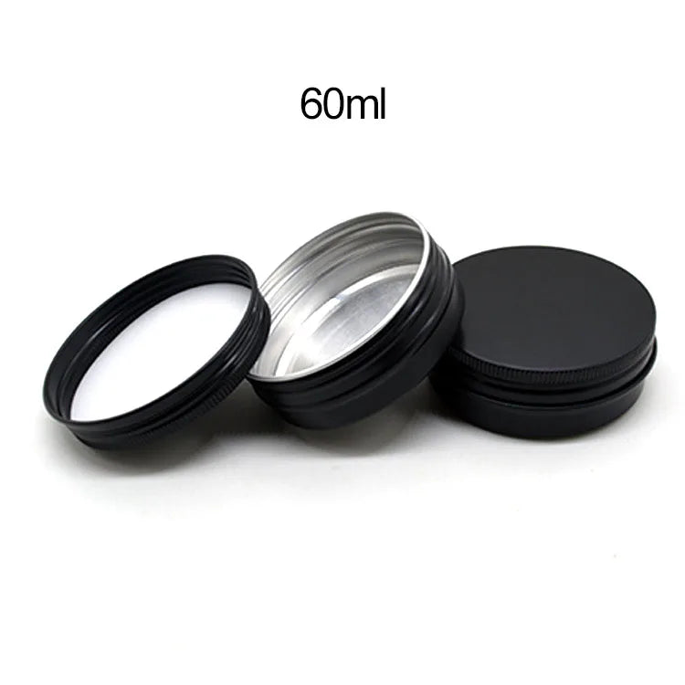 60ml 2oz Black Lip Balm Empty Eye Shadow Metal Tins Container Aluminum Cream Cosmetic Jar with Lid