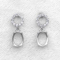 Sterling Silver 6*8mm Semi Mount Stud Eardrops Empty Frame Support Blank Setting S925 Base Without Center Stone DIY for Inlay