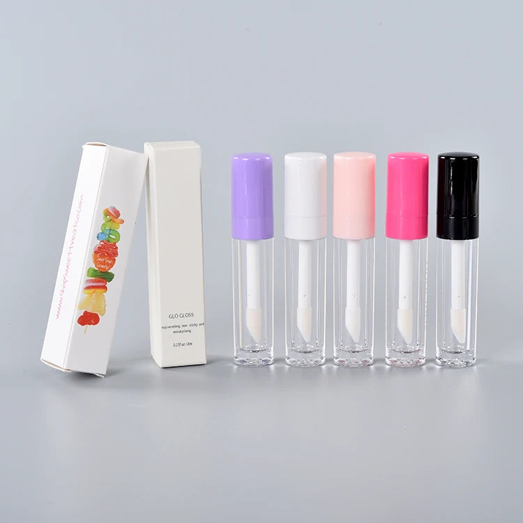 8ml Round Applicator Lip Gloss Tube Large Size Lip Gloss Tube With Big Brush Empty Lipgloss Tubes
