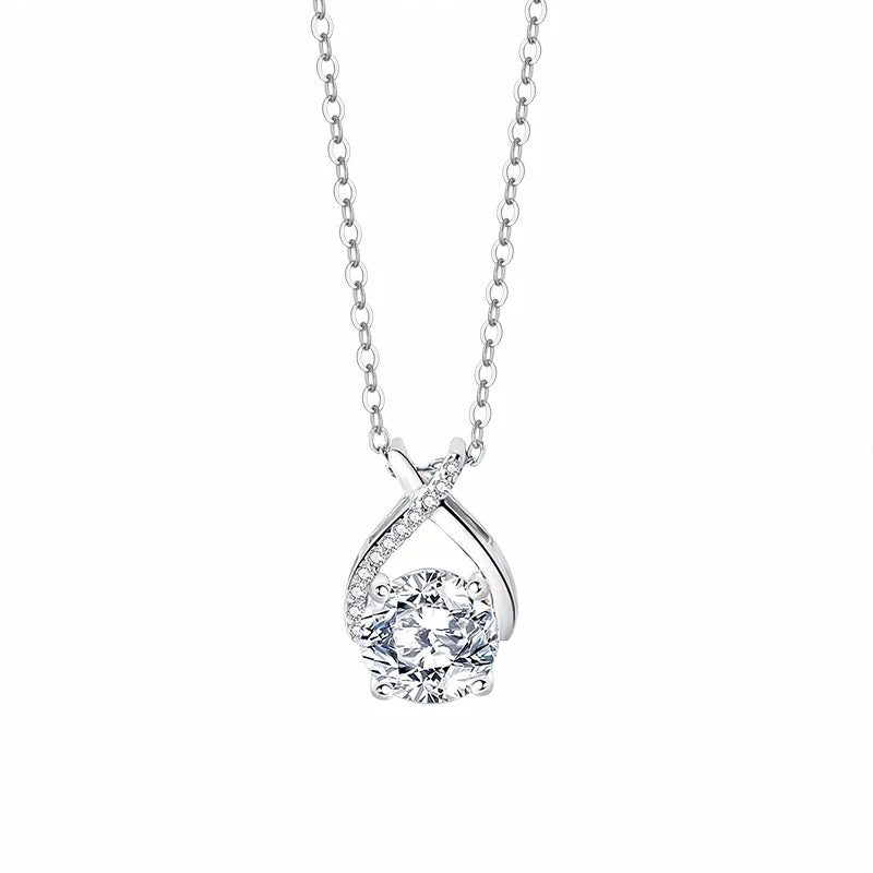 Fashion 925 Sterling Silver Micro-Pave Zircon Moissanite Diaomind Round Shape Pendant Necklaces for Women