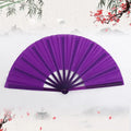 FAREA Black/Red/Yellow/Purple/White/Green/Blue Ribs Chinese Hand Held Folding Fabric Fans 33cm Large Hand Fan With Custom Logo Printed