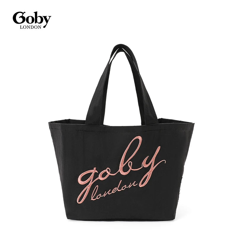 Goby London Women's Large Tote Shoulder Bag Elegant Backpack Design Waterproof Portable Nylon Year-Round Use