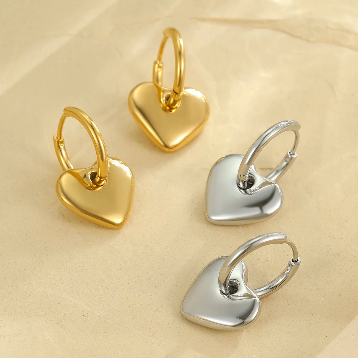 2025 Heart Huggie Hoop Earrings Tarnish Free PVD Gold Plated Stainless Steel Loving Peach Dangle Earrings Y2K Jewelry